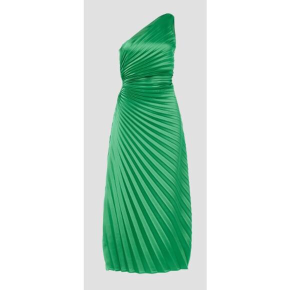 DELFI Collective Leah Green One Shoulder Pleated Dress S - Picture 7 of 7